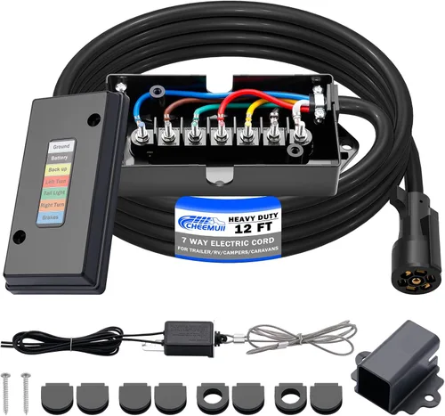 Vista 15 de CheeMuii Caja de conexiones de remolque de 7 vías, resistente a la intemperie, 7 pines, caja de cableado de remolque de 7 pines, caja de conexión