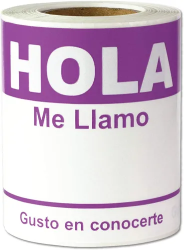 Vista 11 de [100/rollo, 3 rollos = 300 etiquetas] Hola, Me Llamo Equiqueta Adhesivas – Identificación de etiquetas de nombre en español – 4 x 2.3 pulgadas