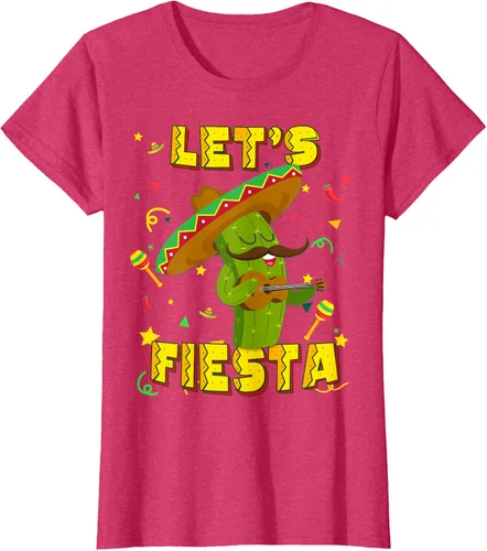 Vista 9 de Cinco De Mayo - Camiseta de regalo con sombrero de cactus Let's Fiesta, Negro, S