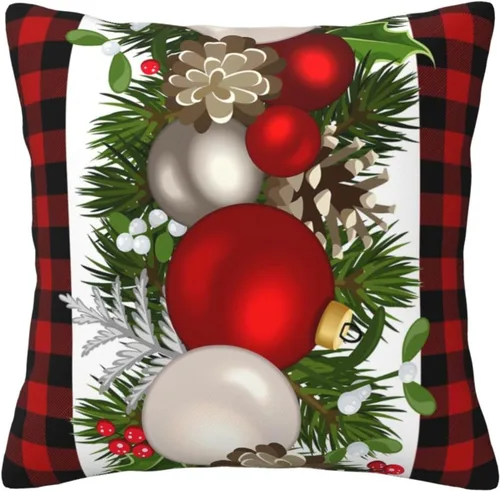 Vista 13 de GOOESING Fundas de almohada de Navidad con remolinos rojos, 16 x 16 pulgadas, diseño de bastón de caramelo dulce, doble remolino, color rojo