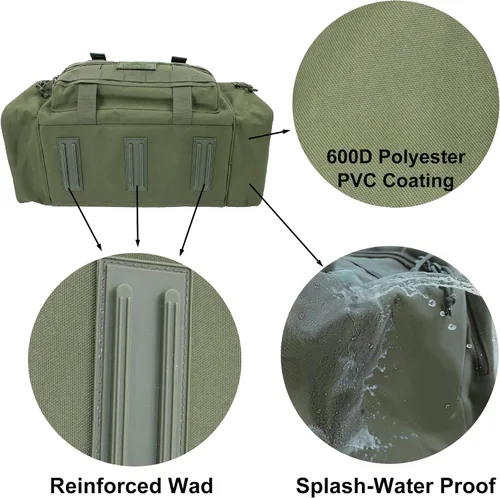 Vista 4 de APRILBAY AB Tactical Series Duffle Bag Gym Travel Senderismo y Trekking Bolsa de deportes Bolsa de caza y pesca, Verde oscuro, Bolsa de lona