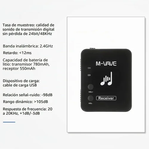 Vista 9 de WP-10 Receptor inalámbrico IEM 2.4GHz Monitor de oído recargable