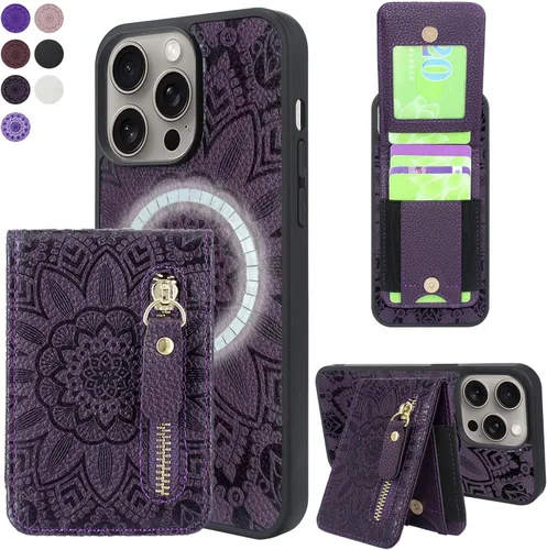 Vista 11 de Harryshell Funda magnética para iPhone 13 Pro Max compatible con carga inalámbrica MagSafe y MagSafe con bolsillo con cremallera para montaje