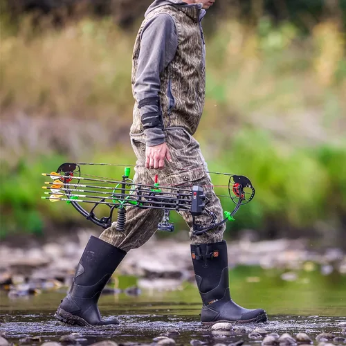 Vista 6 de HISEA Botas de caza de goma para hombres, botas de lluvia impermeables para trabajo de barro, agricultura, pesca, pantorrilla ajustable