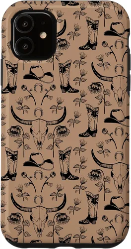Vista 8 de Western Boho Skull, Sunflowers, Country Girls, Cowgirls Boot Case for iPhone 17