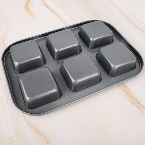 Vista 3 de Beasea Molde Cuadrado para Brownies, Molde Antiadherente de 6 Cavidades para Muffins, Molde para Pastel de Brownies, Juego de Gastronomía para Mini