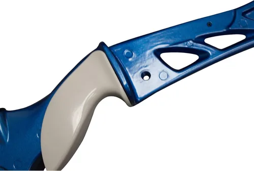 Vista 3 de SAS Explorer Metal Riser Takedown - Arco recurvo Elevador azul con extremidades blancas