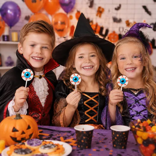 Vista 4 de Fruidles Piruletas de Halloween con forma de globo ocular, rellenos de bolsas de fiesta de truco o trato (paquete de 12)