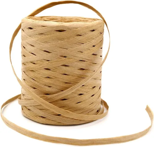 Vista 9 de Cordel de cinta de papel de rafia natural de 656 pies, cuerda de rafia de 1/4 de pulgada, cinta de papel de embalaje resistente para ramos de Marrón