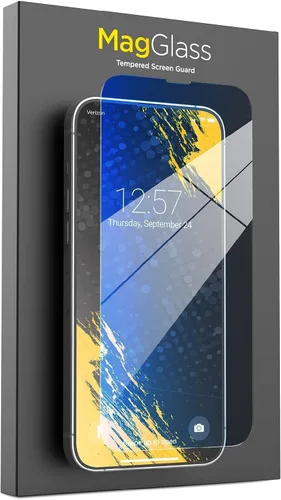 Vista 7 de magglass Protector de pantalla de luz azul para iPhone 15 Plus (2023) 9H vidrio templado con aplicador (luz azul)