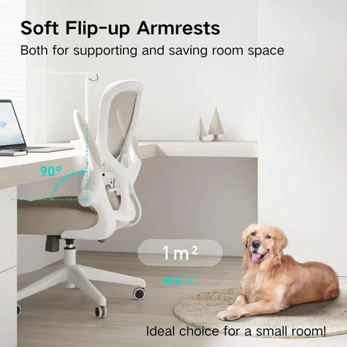 Vista 4 de Hbada Silla de oficina ergonómica, sillas de escritorio de oficina con ruedas silenciosas de poliuretano, silla de computadora de malla transpirable