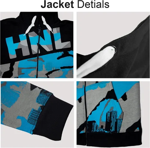 Vista 4 de Chándal para hombre con estampado HNL completo de forro polar con cremallera y pantalones para correr
