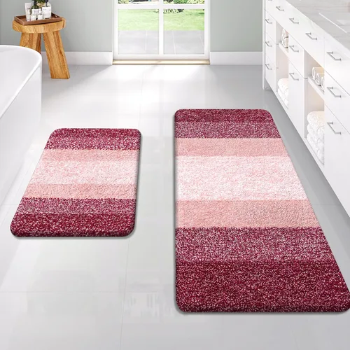 Vista 114 de OLANLY - Juego de tapetes para baño de 2 piezas, de microfibra, suaves y absorbentes, antideslizantes, lavables a máquina y para secadora, felpudos