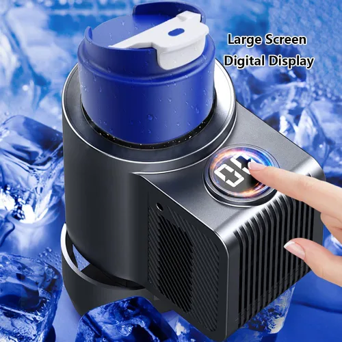 Vista 4 de Riloer Taza portátil inteligente 2 en 1 para automóvil, con calefacción y refrigeración, para café, bebidas, leche, cerveza, refrigerador, pantalla