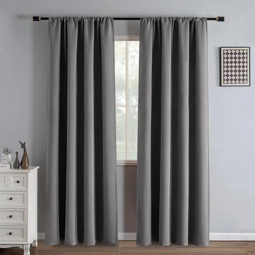 Vista 24 de IGEMAEVE - Juego de 2 paneles de cortinas opacas negras de 72 pulgadas, cortinas oscuras para dormitorio de 72 pulgadas de largo, cortinas oscuras