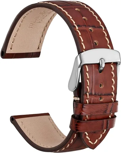 Vista 26 de WOCCI - Correas para reloj de cuero italiano, grano de cocodrilo en relieve, elige color y ancho 14 mm 18 mm 19 mm 20 mm 21 mm 22 mm, Negro
