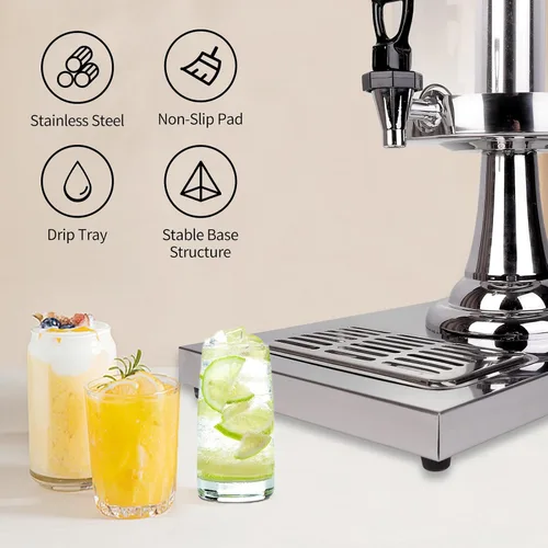 Vista 4 de Dispensadores de bebidas para fiestas, dispensador de bebidas frías con núcleo de hielo central y bandejas de goteo, dispensadores de bebidas