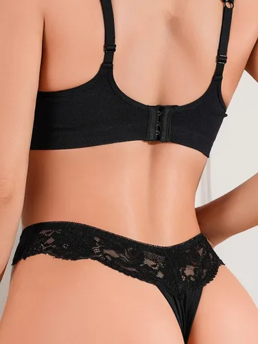 Vista 3 de Banamic Ropa interior sexy para mujer, bragas de encaje, tanga para mujer