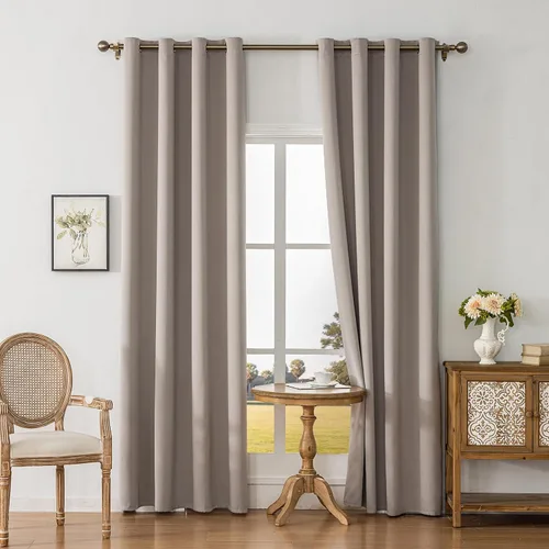 Vista 11 de Cortinas opacas con aislamiento térmico y ojales para dormitorio y sala de estar, 2 paneles, 52 pulgadas de ancho x 63 pulgadas de largo, textura