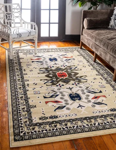 Vista 38 de Unique Loom Taftan Collection - Alfombra de borde geométrico de inspiración tribal (2 pies 2 pulgadas x 3 pies, rectangular, negro/gris)