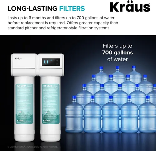 Vista 9 de KRAUS Purita FS-1001 - Sistema de filtración de agua de 2 etapas para debajo del fregadero con monitor de pantalla digital, FS-1001