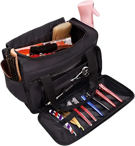 Vista 8 de Bolsa de peluquería para peluquería Solon, bolsa de herramientas de maquillaje, cosméticos, bolso portátil, estilista y artista de belleza, bolsa
