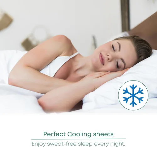 Vista 7 de LINENWALAS Sábana plana Full solamente - Sábana de cama de rayón derivado de seda de bambú, sábana premium transpirable refrescante, sábana superior