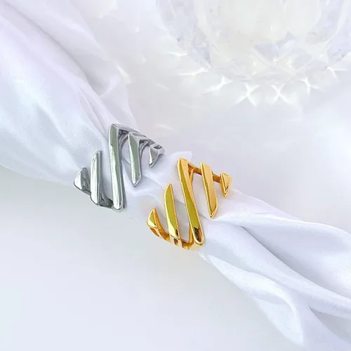 Vista 5 de jaizu Anillo de sarga en capas, 2023 nuevo anillo de sarga para mujer, anillo minimalista geométrico asimétrico rectangular para mujer