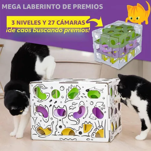 Vista 4 de Cat Amazing MEGA - Caja de rompecabezas para gatos - Laberinto interactivo de alimentos - Alimentador de rompecabezas para gatos - Caja de golosinas