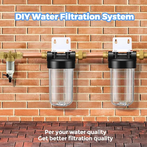 Vista 7 de VIHOSE Carcasa de filtro de agua para toda la casa de 10" x 4.5", sistema universal de filtro de agua de sedimentos, puerto de latón NPT de 1