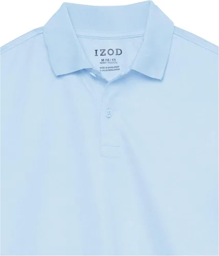 Vista 3 de Izod Camisa polo de manga corta para uniforme escolar para niños, cierre de botón, material de rendimiento que absorbe la humedad
