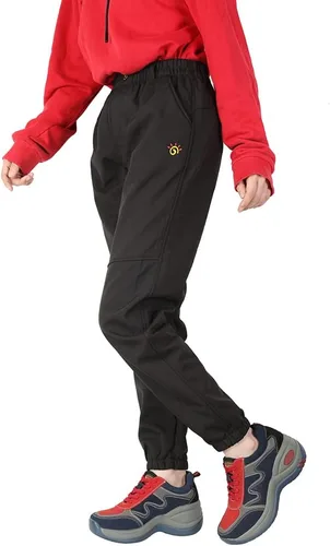 Vista 2 de Jingle Bongala Pantalones de senderismo impermeables con forro polar y cintura elástica para niños y niñas, pantalones de nieve aislados