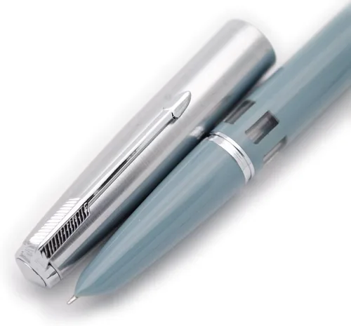 Vista 10 de czxwyst Pluma estilográfica Vacumatic con tapa de acero 601 (verde militar con ventana de tinta)