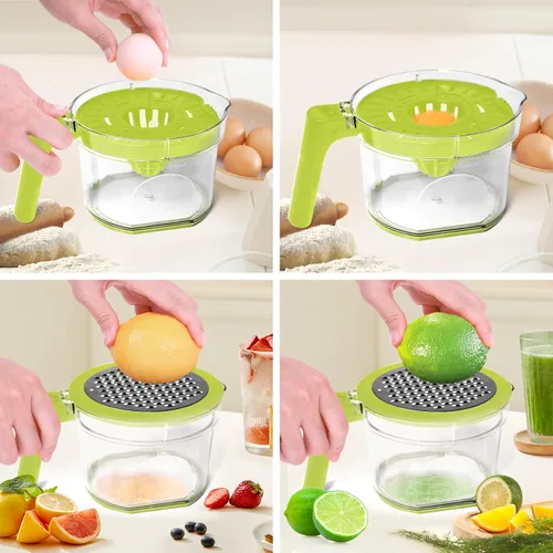 Vista 5 de Exprimidor de limón, exprimidor de manos de cítricos multifuncional, exprimidor de limón y lima con mango de agarre cómodo desmontable, capacidad