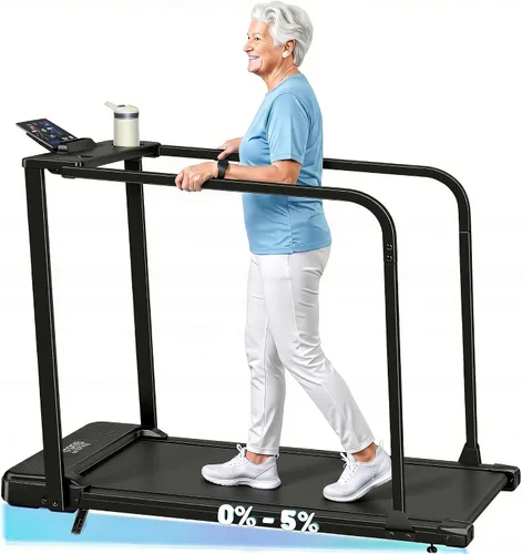 Vista 10 de Walking Pad Treadmill for Seniors with Handrails - Treadmills with Incline for Seniors at Home, Recovery Walking Machine with Remote Control, LED
