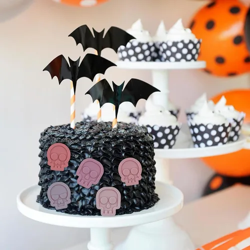 Vista 6 de 2 moldes de silicona de calavera de Halloween, 12 cavidades con forma de calavera, molde de fondant, lindo molde decorativo de chocolate