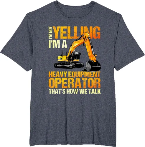 Vista 13 de Camiseta de la retroexcavadora de la construcción del operador del equipo pesado Asphalt Grey