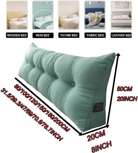 Vista 7 de Almohada triangular para cabecero de lectura, cojín de cuña, almohada grande para cama / almohada de lectura para sentarse en reposo en cama, Marrón