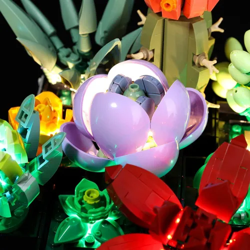 Vista 8 de Kyglaring Kit de iluminación LED para Lego Succulents 10309 - Juego de construcción de modelos, moderno, multicolor, interior, control remoto