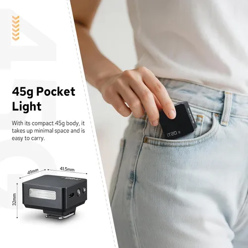 Vista 4 de Godox iT20 iT20-S Flash para Sony, Mini TTL Flash con Pantalla Intuitiva, Reciclaje de 1.5s, 700 Destellos de Potencia Completa, Carga USB-C