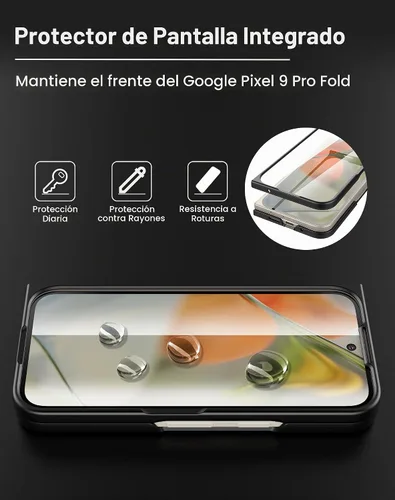 Vista 2 de Foluu Funda para Google Pixel 9 Pro Fold, con Protector de Pantalla Frontal Integrado, Cuero PU + Carcasa Rígida de PC Ultra Delgada Slim Duradera