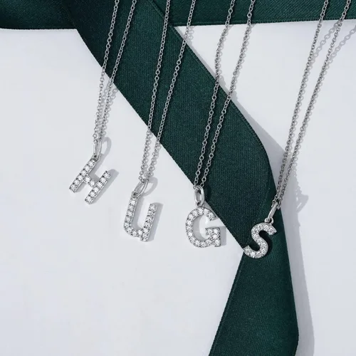 Vista 4 de Tienda Collection Platinum Plated Sterling Silver Infinite Elements Cubic Zirconia Initial Pendant Necklace, 18