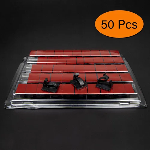 Vista 2 de SOULWIT 50 clips ajustables para organizar cables, organizadores adhesivos, clips de alambre adhesivos para TV, PC, Ethernet, debajo del escritorio