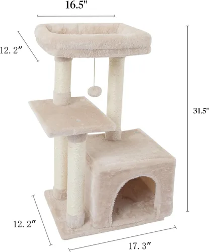 Vista 6 de FISH&NAP Lindo Árbol para Gatos Gatito Torre para Gatos para Gato de Interior Condominio Postes Rascadores de Sisal con Plataforma de Salto Muebles