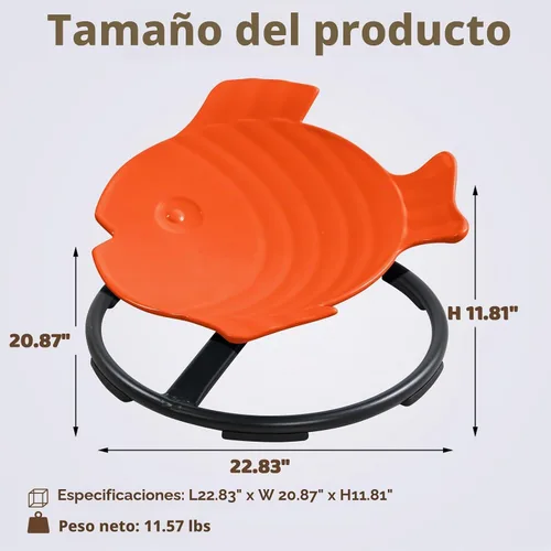 Vista 3 de Silla giratoria sensorial para autismo para niños autistas, color Naranja