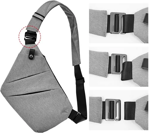 Vista 5 de chinatera Bandoleras antirrobo, bolsa de bolsillo personal para hombres y mujeres, mochila de viaje casual, Negro