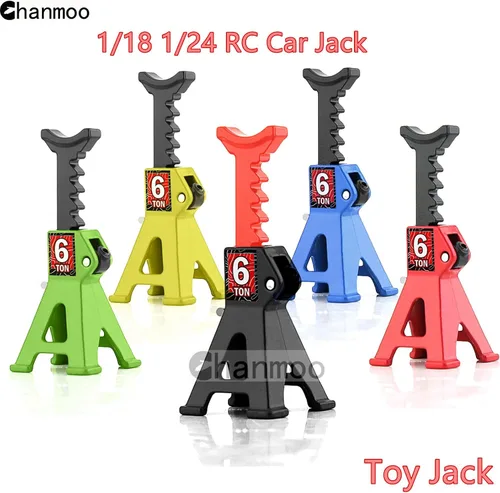 Vista 5 de 1/24 RC Toy Jack Stands 1/18 Simulación 6 Ton Metal Ajustable Mini Jack Soporte para 1:18 1:24 Escala Crawler Car Axial SCX24 Kyosho Tamiya HSP Negro