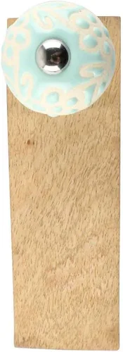 Vista 3 de Indian Shelf Tope de puerta de madera Cuña de puerta floral hecha a mano Tope verde para puerta (5.5 in, 1 pieza)