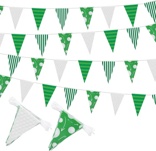 Vista 8 de VitalCozy 4 banderines de béisbol de 131 pies, decoraciones de fiesta, banderas triangulares de béisbol, banderines para pelota estadounidense