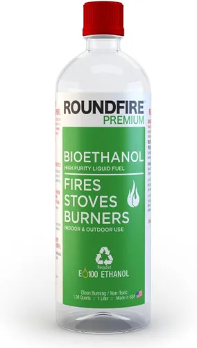 Vista 2 de ROUNDFIRE Premium 6 x 1 litro - Combustible de bioetanol para chimeneas, estufas y quemadores (6 cuartos de galón)